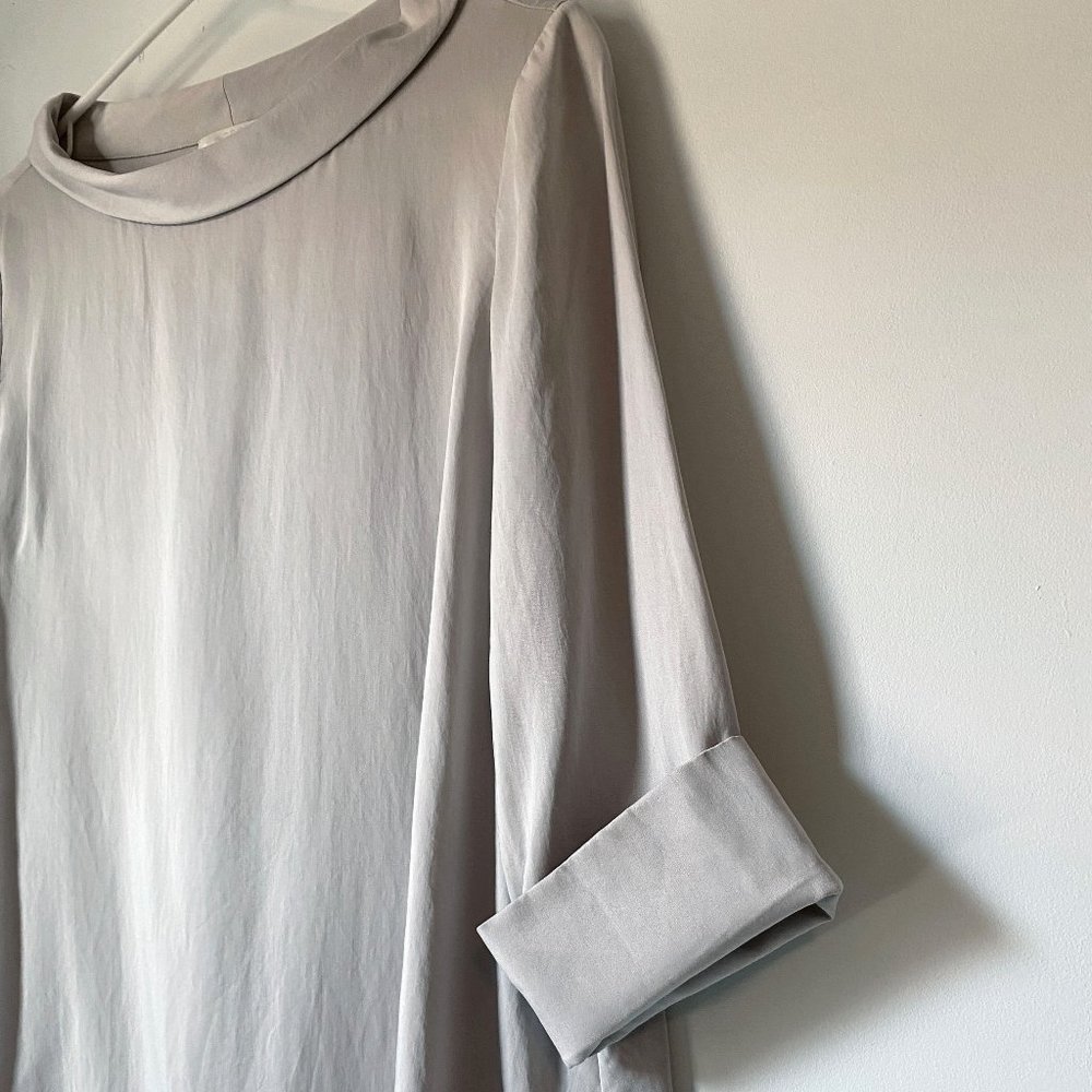 COS Stand-up Open Collar Top in Silver